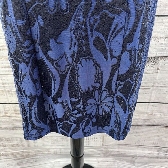 Studio West Apparel Skirt size Large Black Midnight Blue Lace Beading Pencil - Picture 5 of 9